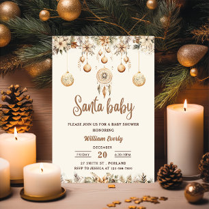 Convite Chá de Bebê de Natal Floral Natal Bebê