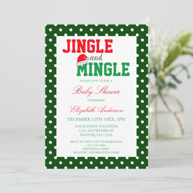 Convite Chá de Bebê de Natal Jingle e Mingle (Em pé/Frente)