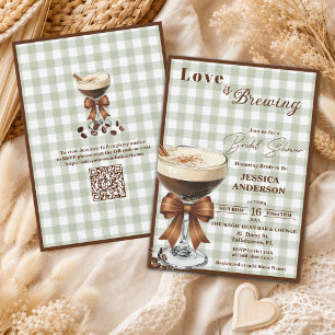 Convite Chá de Bebê de Noiva com Código QR Espresso Love i