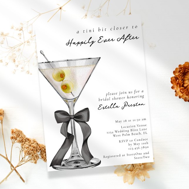 Convite Chá de Bebê de Noiva com Coquetel Martini Suja Sim (Criador carregado)