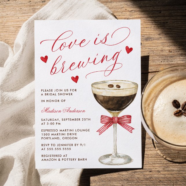 Convite Chá de Bebê de Noiva com Espresso Martini Love Is  (Criador carregado)