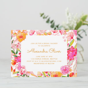 Convite Chá de Bebê de Noiva com Flores Silvestres de Aqua