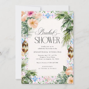 Convite Chá de Bebê de Noiva com Palmeira de Azulejos Marr
