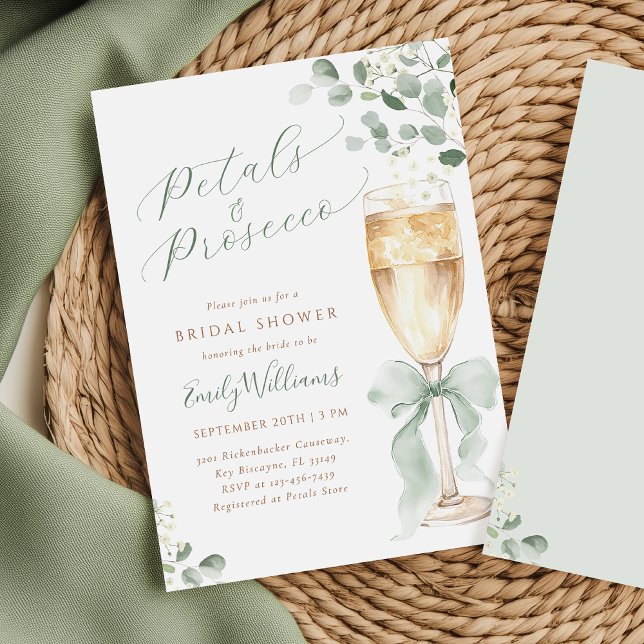 Convite Chá de Bebê de Noiva com Prosecco de Eucalipto Ele (Criador carregado)