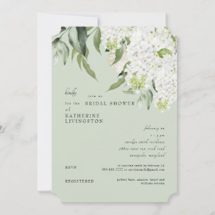 Convite Chá de Bebê de Noiva Elegante Hydrangea Branca e S