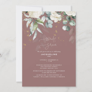 Convite Chá de Bebê de Noiva Elegante Hydrangea Rosa Empoe