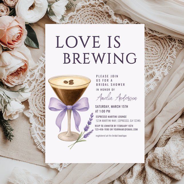 Convite Chá de Bebê de Noiva Espresso Martini (Criador carregado)