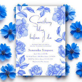 Convite Chá de Bebê de Noiva Floral Aquarela Azul
