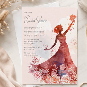 Convite Chá de Bebê de Noiva Floral Elegante Silhueta Nupc