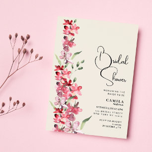 Convite Chá de Bebê de Noiva floral rosa marfim burgundy m