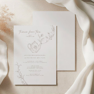 Convite Chá de Bebê de Noiva Floral Vintage Elegante