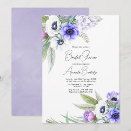 Convite Chá de Bebê de Noiva Floral Violeta Pastel e Ameix