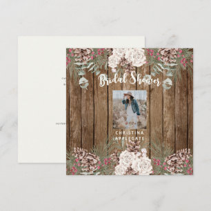 Convite Chá de Bebê de Noiva Rústico de Inverno Foto Quadr