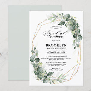 Convite Chá de Bebê de Noiva Rústico Geométrico de Eucalip