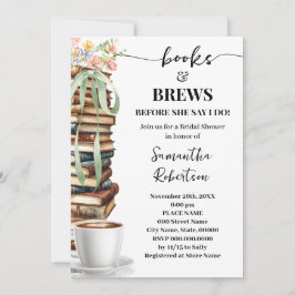 Convite Chá de Bebê de Noiva Wild Flowers Books & Brews Co