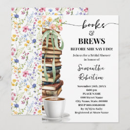 Convite Chá de Bebê de Noiva Wild Flowers Books & Brews Co