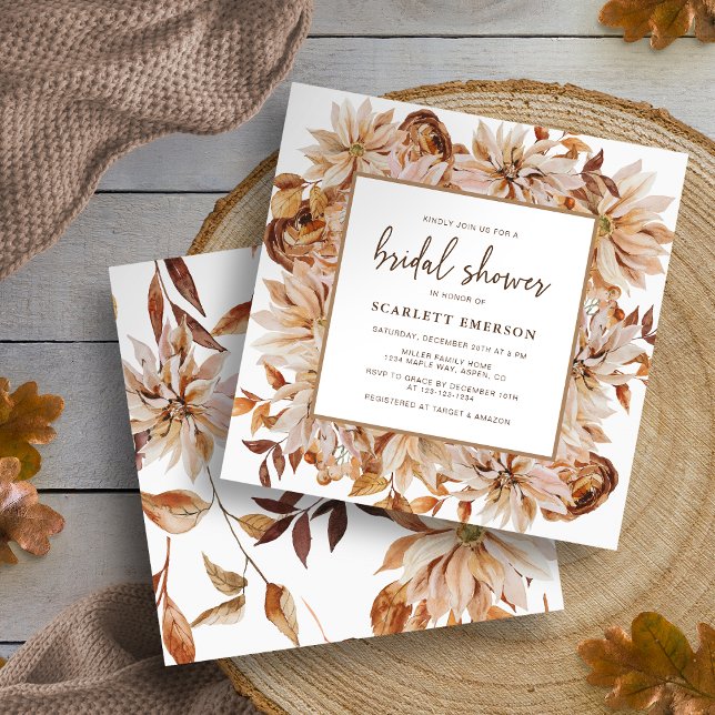 Convite Chá de Bebê de Outono Elegante (Elegant Fall Bridal Shower Invitation
)