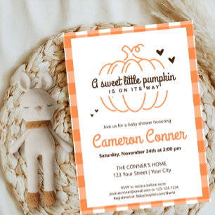 Convite Chá de Bebê de Outono Little Pumpkin sem Gênero De