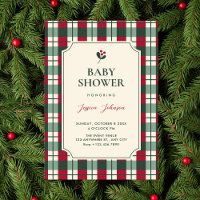 Chá de bebê de padrão xadrez tartan vermelho verde