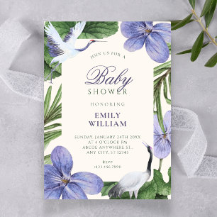 Convite Chá de bebê de pássaro decorativo floral