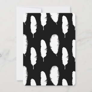Convite Chá de Bebê de Penas Pretas e Brancas
