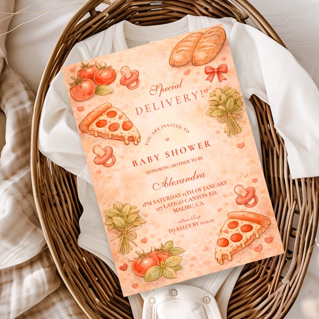 Convite Chá de Bebê de Pizza Doce (Criador carregado)