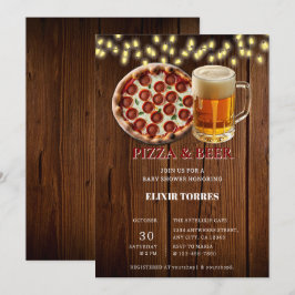 Convite Chá de Bebê de Pizza Rústica & Cerveja