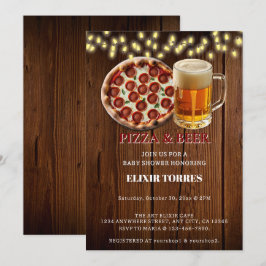 Convite Chá de Bebê de Pizza Rústica & Cerveja