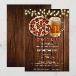 Convite Chá de Bebê de Pizza Rústica & Cerveja