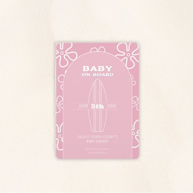 Convite Chá de Bebê de Prancha de Surf - Neutro em Gênero  (Baby on Board Gender Neutral Shower)