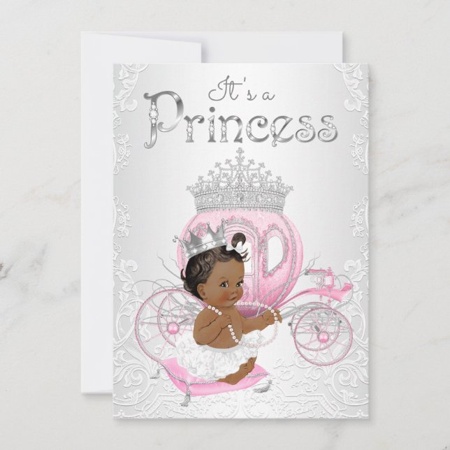 Convite Chá de Bebê de Princesa Afro-Americana (Frente)