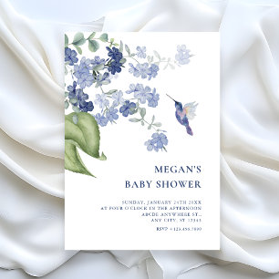 Convite Chá de bebê de ramo floral minimalista com pássaro