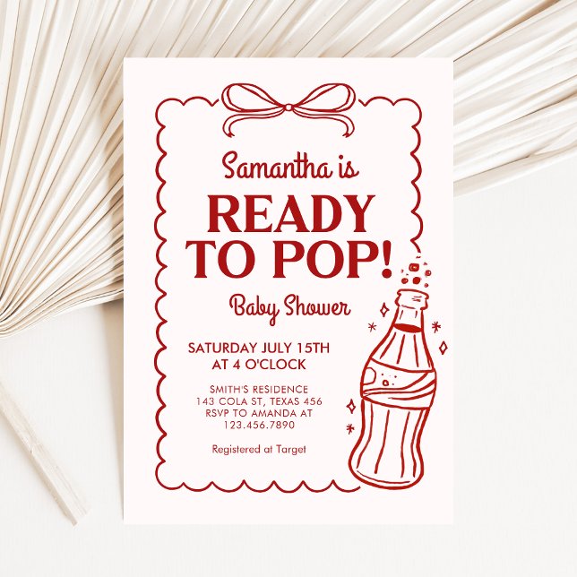 Convite Chá de Bebê de Refrigerante Pronto para Estourar (She's Ready to Pop Baby Shower Invitation)