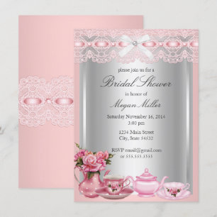 Convite Chá de Bebê de Renda Rosa Bonito