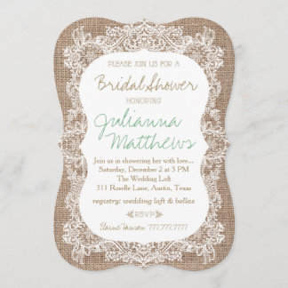 Convite Chá de Bebê de Sarja e Renda