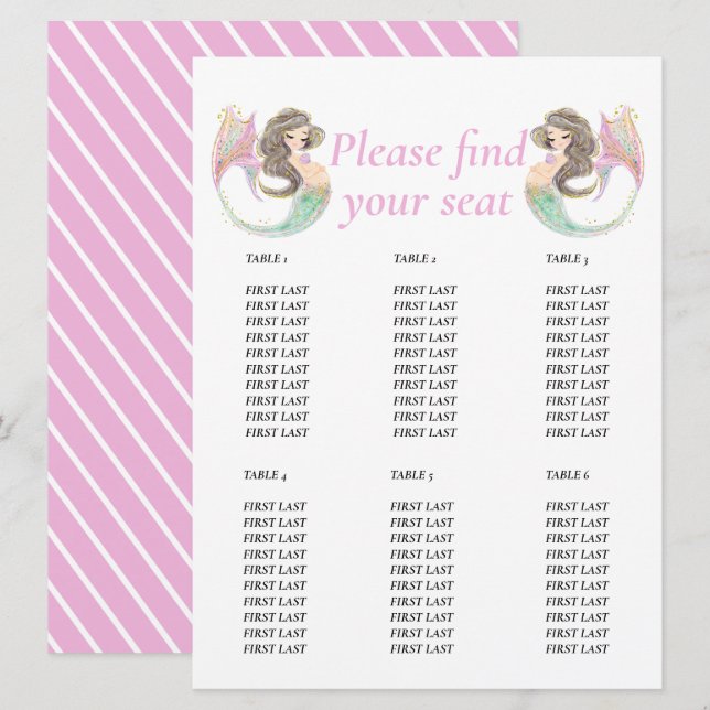 Convite Chá de bebê de sereia debaixo do mar (Frente/Verso)