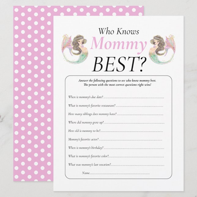 Convite Chá de bebê de sereia debaixo do mar (Frente/Verso)