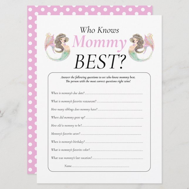 Convite Chá de bebê de sereia sob o mar (Frente/Verso)