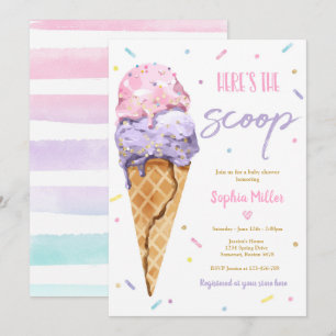 Convite Chá de Bebê de Sorvete Aqui Está a Informação Chá 