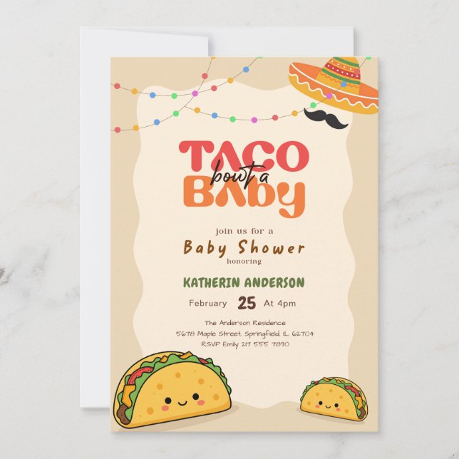 Convite Chá de Bebê de Taco Mexicano Neutro em Gênero (Frente)