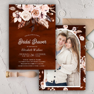 Convite Chá de Bebê de Terracota Floral Boho Terroso