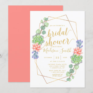 Convite Chá de Bebê de Terrário de Suculentas em Aquarela