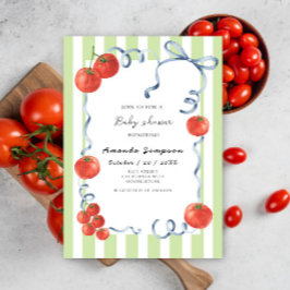 Convite Chá de Bebê de Tomate em Aquarela