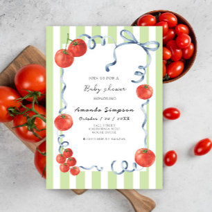Convite Chá de Bebê de Tomate em Aquarela