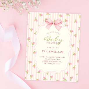 Convite Chá de bebê de tulipas rosa