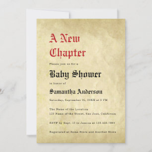 Convite Chá de Bebê de um Novo Capítulo em Papel Pergaminh