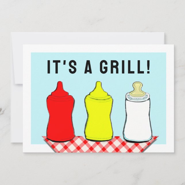 Convite Chá de Bebê de Verão BBQ (Frente)