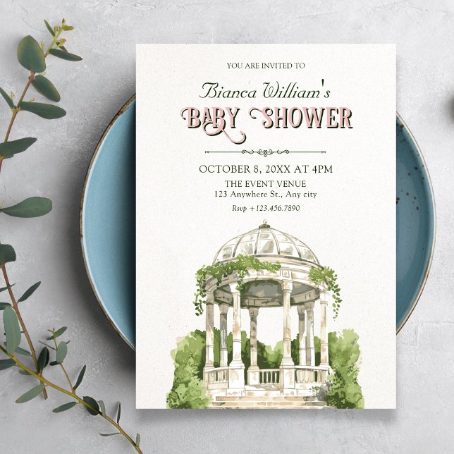 Convite Chá de bebê de verde jardim (Criador carregado)
