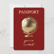 Chá de Bebê de Viagem Passaporte Globo Dourado