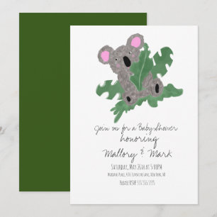 Convite Chá de Bebê Desenhado à Mão com Coala